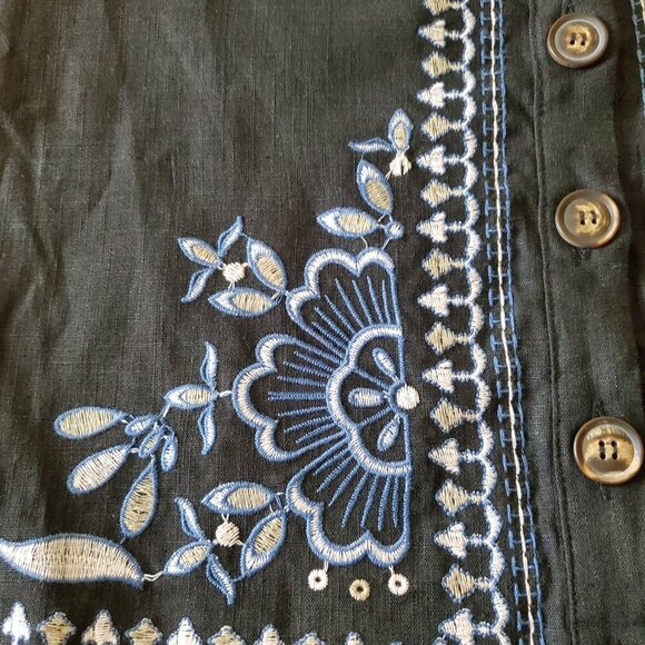 francesca's Beautiful BOHO Embroidered Linen Blend Skirt Size Med NWT - Picture 6 of 15